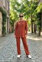 Cotton Corded Fabric Women's Blouse and Pants Two-Piece Set - 5