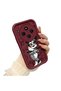 Redmi 14C Compatible Burgundy Silicone Shockproof Case with Lens Protection and Mickey Pattern - 3