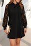 Women's Short Viscose Dress with Lace and Hood Detail on the Sleeves