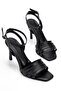 Women's Stylish Thin Heeled Sandals – Ankle Strap – Casual Black