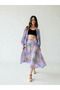 Valerie Chiffon Flared Lined Long Skirt Women's Magenta - 4