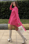 Women's Asymmetrical Long Terikoton Tunic Suitable for Hijab Shirt Dress Fuchsia 700-K4912264 - 2