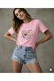 Heart and Tulips Printed Women's Crew Neck Tshirt