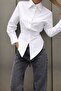 Poplin Fabric Shoulder Pad Detail Design Shirt