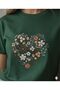 Heart and Tulips Printed Women's Crew Neck Tshirt - 2