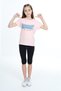 Girl's 2-Piece Set Printed Crew Neck T-Shirt & Elastic Waist Crop Leggings - 2