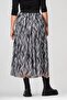 Women's Black and White Zebra Printed Lined Tulle Skirt with Elastic Waist - 6