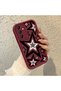 Samsung Galaxy A14 Compatible Burgundy Silicone Shockproof Star Pattern Case with Lens Protection