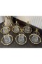 Odin Real Gold Rose Frame Tea Set 18 Pieces - 6 Plates 6 Cups - 6 Spoons Tea Set - 4