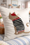 Punch Embroidered Throw Pillow Cover - 43X43 cm - Cat - Pnk001 - 2