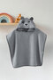 Baby Poncho Bath and Beach Towel 100% Cotton with Hood and Embroidered Figures - Bear Gray - 2