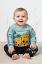 Rocha Baby Red Giraffe Boucle Embroidered 2-Piece Set - "Hi" Patterned Cotton Sweatshirt and Pants - 3