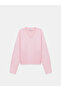 10645 V-Neck Wool Blend Sweater-Ş. Pink