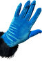 Women's Blue Velvet Feather Gloves |   Stylish, Winter, Daily & Event Use - 3