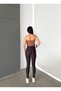 Women's Brown Cross-Waist (Belt) Detail High-Waist Shaping Stretch Plain Leggings - 4