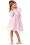 Girl's Floral Detailed Balloon Sleeve Model Skirt with Guipure Detail Lining Pink Color Midi Length Dress - 2