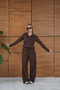 Brown Polo Collar Basic Top and Bottom Set - 2