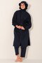 Oversize Long Hijab Swimsuit with Pile Trim Hat - Alf26521 - 3