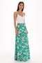 Women's Aqua Green Floral Patterned Long Viscose Skirt - 5