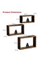 VASAGLE Cube Floating Wall Shelves Set of 3 Wooden Display for Books Plants - Dark Hunton Oak - 3