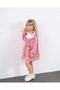 Girl's Embroidered Patterned Pink Dress with Large Collar Detail - 2