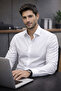 Men's Slim Fit Narrow Fit Long Sleeve Cold Print Fabric Suit and Office Shirt - 2