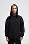 Erkek Basıc Siyah Hoodie - 5