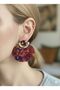 Women's Gold Color Natural Stone Detailed Marble Patterned Stainless Steel Earrings - 5