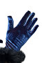 Women's Cobalt Blue Velvet Feather Gloves |   Midnight Blue, Stylish, Winter Event Accessory - 3