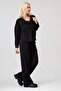 Women's Black Modal Fabric Pants with Side Pockets and Elastic Waist - 5