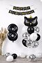 8 Year Old Cat Themed Birthday Balloon Set – Black Concept