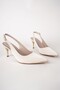 Starlyn Pointed Toe Stone Detailed Open Back Women's Heeled Shoes
