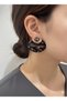 Women's Gold Color Natural Stone Detailed Marble Patterned Stainless Steel Earrings - 3