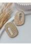 Gold Textured Ceramic Pattern Polymer Clay Handmade Women's Steel Earring Apparatus - 6