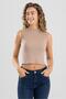 Women's Cotton Lycra High Neck Zero Sleeve Ribbed Crop Body 6322 Skin Color - 2