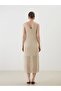 Lcwaikiki Classic White V-Neck Openwork Knitwear Dress - 4