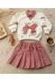 Girl's Stylish Two-Piece Full-Fit Set with Bow Detail Skirt - 2