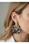 Women's Gold Color Leopard Pattern Dangle Stainless Steel Earrings - 2
