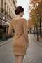 Women's Knitwear Camel Dress Openwork Detailed Boat Neck Long Sleeve Lace Patterned Soft Stylish Casual - 3