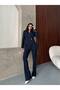 Women's Button-Detail Jacket and Pants Fabric Suit