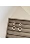 Special Series Two Oval Stone Detail Xp Silver Earrings with Dangle - 3