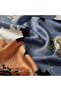 Hydrangea Basket Patterned Silk Shawl 05197-Black Copper M.Blue - 3