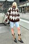Women's Crew Neck Argyle Knit Sweater - 5