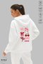 Women's Hoodie Long Sleeve Sticker Love Printed Hooded Oversized 100% Cotton Combed Cotton Sweatshirt