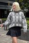 Women's Crew Neck Argyle Knit Sweater - 3