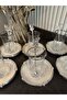 ZOE Genuine Silver & Rose-Framed Porcelain Tea Set 18 Pieces - 6 Plates 6 Cups - 6 Spoons Tea Set - 6