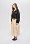Women's Transparent Blouse with Elastic Waist and Drawstring Detail - 4