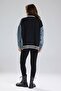 Women's Thick Knitwear Denim Garnished Design Jacket Cardigan - 6