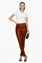 Konyak Women's Elastic Waist Pocketless Leggings Genuine Stretch Leather Trousers