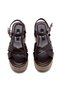 Women's high platform heeled sandals with woven detail and criss-cross design - lightweight sole - model 18105 - 6